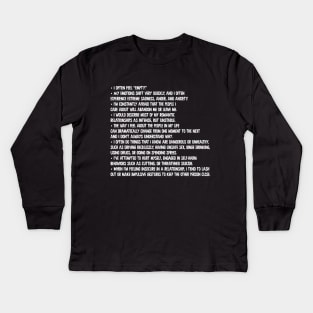 Borderline personality disorder (BPD) Symptoms List Kids Long Sleeve T-Shirt